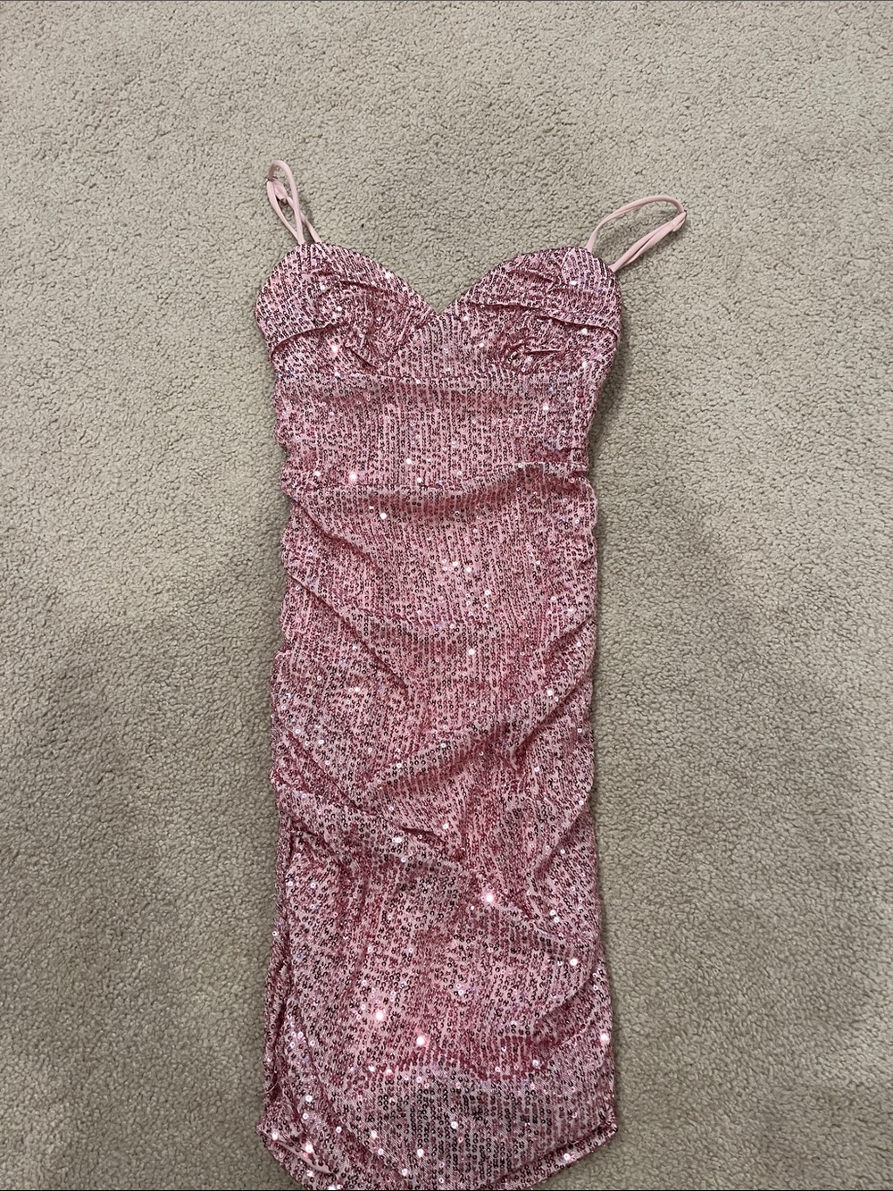 Hello Molly Pink Sequin Spaghetti Strap Dress- XS